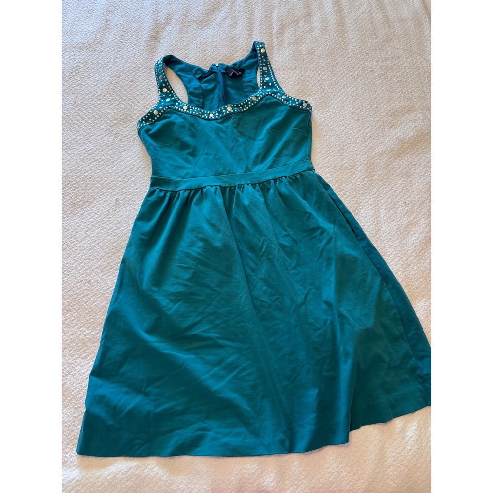 Cynthia Rowley Teal Studded Racerback Fit and Flare Dress Size M